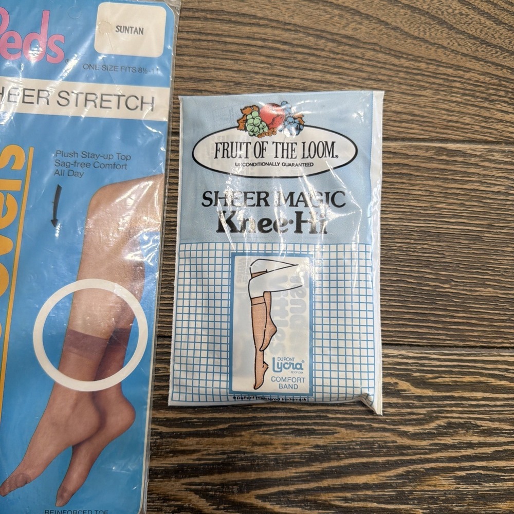 Vintage Pantyhose Stocking Knee Highs + Ankle Lot of 3 Packs Nylon Dead Stock - Picture 4 of 4